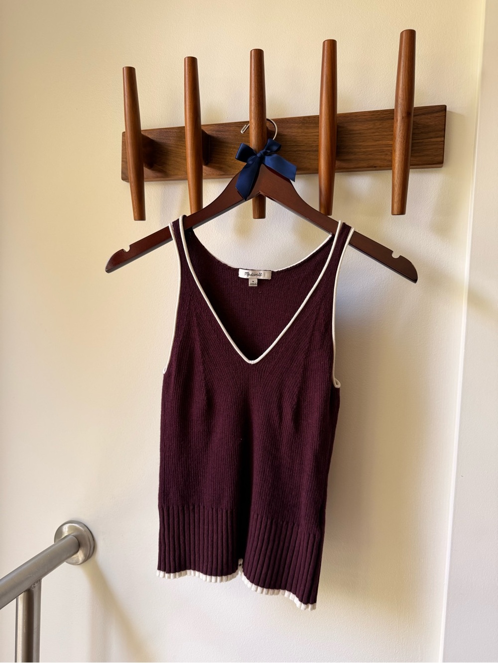 Madewell Burgundy Tank with White Trim
